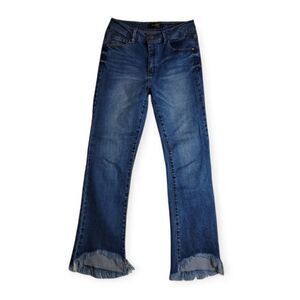 Black Label High Rise Raw High-Low Distressed Hem Ankle Jeans Size 28‎
